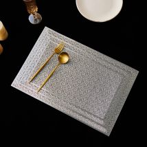 Set mit 12 rechteckigen, wasserdichten, ölbeständigen Tischsets, gestreift, ausgehöhlt, Heimdekoration, Tischsets, Untersetzer-Pads