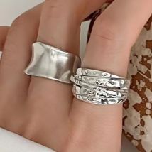 Anello in argento sterling 925 per gioielli da donna ampio semplice aperto vintage fatto a mano anello allergico per regalo di compleanno per feste