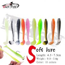 WALK FISH 10 Stück 4,5 cm-7,5 cm weicher Kunststoff Angelköder Wurmköder Jigging Wobbler Angelköder Swimbaits für Salzwasserfischen