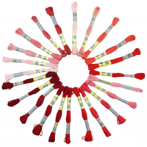 Set mit 12 Stränge in Rot und Rosa, 8 Meter, Stickgarn aus merzerisierter ägyptischer Baumwolle, Kreuzstichfaden, 70 Farben erhältlich