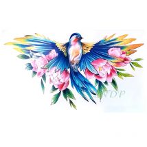 Waterproof Temporary Tattoo Sticker bird rose fake tatto flash tatoo tatouage sexy big size body back for girl women