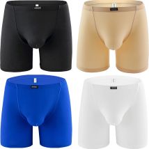 IKingsky männer Lange Bein Boxer Nahtlose Front-Atmungsaktiv Trunks Seidige Keine Fahrt Up Unterwäsche Stretch Männer Underpanties