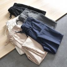 Pantaloni casual da uomo Baggy Streetwear Pantaloni da uomo Pantaloni sportivi in cotone e lino Pantaloni lunghi dritti da uomo