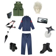 Brdwn Cosplay Konoha Ninja Hatake Kakashi Anzug Unisex Party Halloween Kostüm (Weste Schuhe Stirnband Kunai Handschuhe)