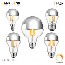 E14 E27 Halbverchromte Glühbirne G45 A19 G80 4W 6W 8W 2700K Innen Silber Schüssel Spiegel dekorative dimmbare LED Edison Globe Glühbirnen