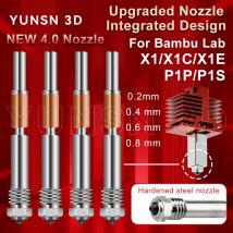 Upgrade Hot End Düse für BambuLab P1S P1P X1 X1C X1E Einteilige Düsen aus gehärtetem Stahl 0,2/0,4/0,6/0,8mm 3D Drucker Zubehör