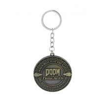 Gioco DOOM The Dark Ages Portachiavi con ciondolo rotondo Zaino Portachiavi per auto Accessori per gioielli di moda Regali per la raccolta di fan del gioco
