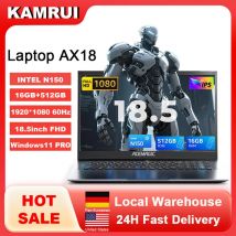 Laptop KAMRUI 18.5 cali FHD 8000mAh Intel N150 Quad-Core Windows 11 PRO 16GB DDR4 RAM 512GB M.2 SSD WiFi5 Komputer Przenośny