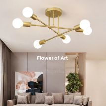 Lámpara de techo LED de 6 cabezales, Material de hierro forjado Industrial Retro, luminaria para el hogar, luz moderna para sala de estar, luz decorativa E27