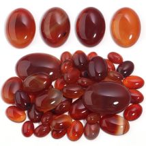 2/5/10pcs Red Agate Natural Stone Cabochon Beads Oval Flatback Spacers Beads For DIY Jewelry Making Necklace Pendant Accessories
