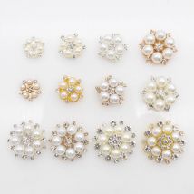 10 stücke Gold/Silber Legierung Perle Strass Dekoration Prozess DIY Hochzeit Haltegriff Blume Bogen Band Nähen Zubehör