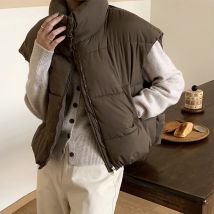 Frauen Herbst Mock Neck Weste Mantel Solide Zipper Up Warm Casual Lose Verdicken Jacke Mantel Puffer Jacken 2024 Winter Casual weste