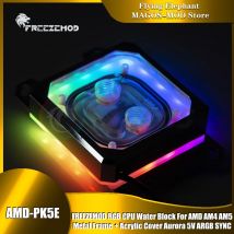 FREEZEMOD RGB CPU Water Block For AMD AM4 AM5,Metal Frame + Acrylic Cover, Aurora 5V ARGB SYNC,AMD-PK5E