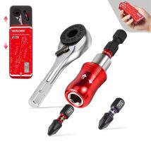 Geinxurn Mini Ratchet Screwdriver Set, S2 Screwdriver, Impact Magnetic Bit Holder,1/4" Wrench, Push-Pull Case for Repair and DIY