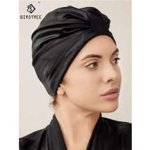Birdtree 100% Maul beers eide Hauben Frauen Doppels chicht Schlaf Nacht mütze reine Seide Haar wickel Mütze für lockiges Mädchen a34401m
