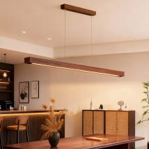 DAMIASMIL Nordic Pendant Light Wood Long Strip Suspension Chandelier for Living Dining Room Dining Table Lamp Lighting Fixture