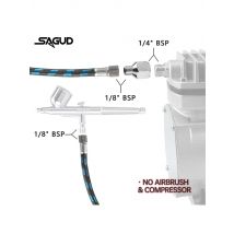 Airbrush Hose 1.8m 1/8” Thread Nylon Braided Air Hose and a Fitting Adapter 1/8” Male - 1/4” Female for Most Airbrush Accessorie