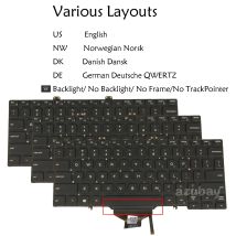 Deutsch - US-amerikanisch - dänisch - norwegische Tastatur für DELL Latitude 7400, 5400, 5401, 5410, 5411 0RN86F, 0GJXGM, 0X99GR, 0VWKCT, 0V2RM9, PK132EE1B00, NSK - EWABC Hintergrundbeleuchtung / Nein