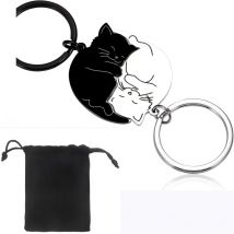 Paar-Geschenk-Schlüsselanhänger, süßes Valentinstagsgeschenk für Freundin, Freund, Ihn, ihr Katzenliebhaber, Ehemann, Ehefrau, Fiancée, Katze, passendes Geschenk