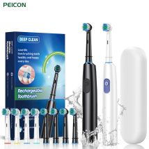 Spazzolino elettrico Pulizia profonda Sbiancamento dei denti per spazzolino da denti per adulti Rotazione Spazzolino ad ultrasuoni con 4/8 testine di ricambio