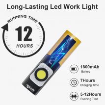 WARSUN LED Work Light , Rechargeable Work Light with Magnetic Base, Portable Flashlight with Clip, Hook and 180° Rotation Stand