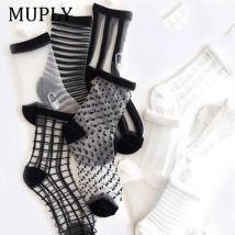 2023 heißer Verkauf Hipster Hatajuku dünne Söckchen Frauen Mode Glas transparente kurze Socken weibliche Sommer Kunst Fisch netz Scoks Sox