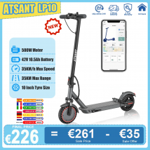 Patinete eléctrico ATSANT LP10, potente Motor de 500W, 42V10.5Ah, 35 KM/H, 35KM, neumático de 10 pulgadas de largo alcance con aplicación, escooter absorbente de golpes