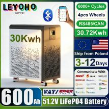 48V 600Ah LiFePO4 Battery Pack 30Kwh With Wheels 51.2V 100Ah 300Ah Lithium Battery 6000+ Cycles Bluetooth CAN RS485 BMS EU STOCK