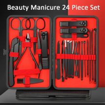 Ouriner 7/12/18/20/24PCS Set Professionelles Maniküre-Set Edelstahl Fingernagel Zehennagelknipser Set mit Leder tragbar