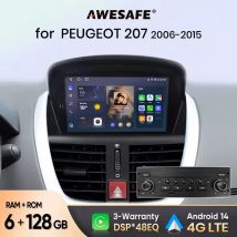 AWESAFE PX9  Autoradio Per  Peugeot 207 207CC 2006-2015  Car Play Per Auto  Androide Auto Wireless CarPlay Moto 2 din Android Navigation 4G-LTE 8-Croe 8GB+256GB GPS Map RDS DSP IPS Schermo Stereo Auto