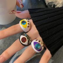 Retro farbiger Emaille Tropfen glasierter Edelstein Ring weibliches Nischendesign Zeigefingerring übertriebener personalisierter Schmuck