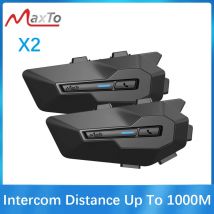 Maxto X2 Motorradhelm-Headset-Gegensprechanlage, unterstützt FM MP3, 2-Personen-Gegensprechanlage, Entfernung 800 m, IPX6, wasserdicht