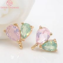 (2315)4PCS 10x12MM Loch 1MM 24K Gold Farbe Messing mit Zirkon Herz Stud Ohrringe Hohe qualität Diy Schmuck Erkenntnisse Zubehör