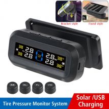 Monitor della pressione dei pneumatici per auto Sistema di monitoraggio della pressione dei pneumatici Avviso della temperatura Risparmia carburante TPMS solare con 4 sensori esterni