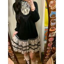 French Elegant Fashion Retro Patchwork Dress Women Print Design Sense Vintage Slim Dress New Aesthetic Party Outfits Autumn 2025