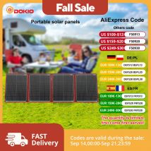 Dokio 200 W 18 V tragbares, flexibles, faltbares Solarpanel mit 12-V-Controller zum Aufladen der Batterie, geeignet für Camp