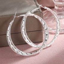 Luxus Silber Farbe Große Runde Creolen für Frauen Mädchen 2023 Neue Mode Einfache Hochzeit Engagement Ohrringe Schmuck Geschenke