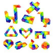 SENGSO 24/36/48/60/72/96 Segmente Fidget Snake Cube Puzzle Toys – Partygeschenke und Goodie Bag Fillers, Regenbogenfarben