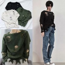 BJD-Unkel im Maßstab 1/4, ID75, modisch, übertrieben, 3 Farben, gebrochen, große Löcher, Pullover, gestricktes Oberteil, ausgehöhlte Kanten, passender Action-Körper