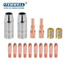 16PCS 25AK Torcia di Saldatura accessori di Consumo 0.6/0.8/0.9/1.0/1.2mm MIG Torcia Gas Ugello Punta Titolare di 25AK MIG MAG