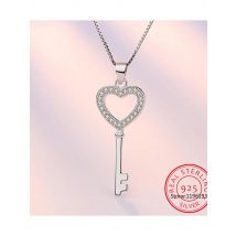 Moissanite Necklace for Women Love Heart Key Pendant 0.5ct 925 Sterling Silver Lab Diamond Necklaces
