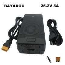 Cargador de litio de 25,2 V y 5A, conector DC XT60 para cargador de batería de iones de litio de 22,2 V y 21,6 V 6S con ventilador, enchufe para EE. UU., UE, Reino Unido y AU