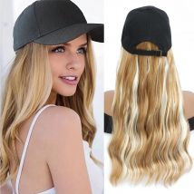 Baseballmütze, Kapuzenperücke, Hutperücke, gewellte Lockenperücke, synthetische Perücke, anfängerfreundlich, hitzebeständig, natürlich aussehend für den täglichen Gebrauch