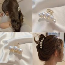 Marseilis 4 Stück große Hai-Clips, Haar-Accessoires, Temperament, vielseitig, einfach und großzügig, modisch, sanfter Perlen-Greifclip