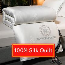 100 % Maulbeerseide, handgefertigt, Steppdecke aus echter Seide, Winter, warme Bettdecke, Frühlings- und Herbstdecke, verdickt, für Zuhause, Hotel, Einzel- und Doppeldecke