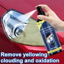 Spray per il ripristino dei fari in ceramica da 100 ml, strumento di riparazione dei fari dell'auto premium - Rimuove l'ingiallimento e l'ossidazione, ripristina la chiarezza, spray di protezione del