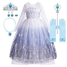 Kids Snow Queen Dress Girls Elsa Cosplay Christmas Wing Cloak Fantasy Children Carnival White Disguise Princess Costume 3-10T