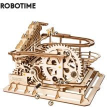 Robotime Rokr-Juego de bloques de construcción de madera para niños y adultos, 4 tipos de canicas, rueda de agua DIY, juguete de montaje