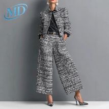 2026 einfarbig Beiläufige Lose Hosen Sets Für Frauen Elegante Herbst frauen Zwei Stücke Anzug Volle Hosen Set Weibliche outfit Kleidung