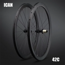 ICAN Carbon fiber Gravel Disc Brake 42C Wheels D24/DT24 Hubs UD Matte 24/24 Holes Cyclocross Wheelset With Asymmetric Add Spokes
